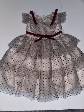 Blueberi Boulevard Toddler Girl Party Dress 4T Fancy Tan Ruffles Layers EUC